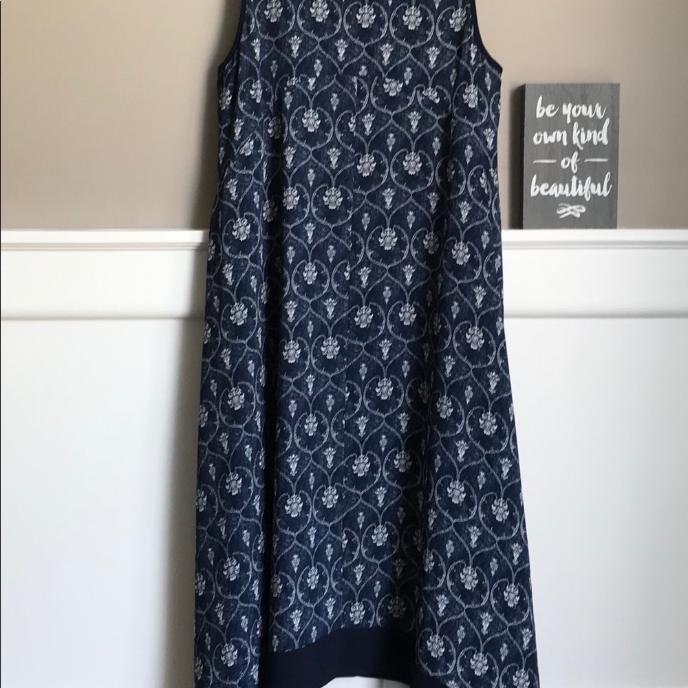 🧵NANETTE LEPORE | Blue Tile Print Sharkbite Dress - Picture 4 of 6